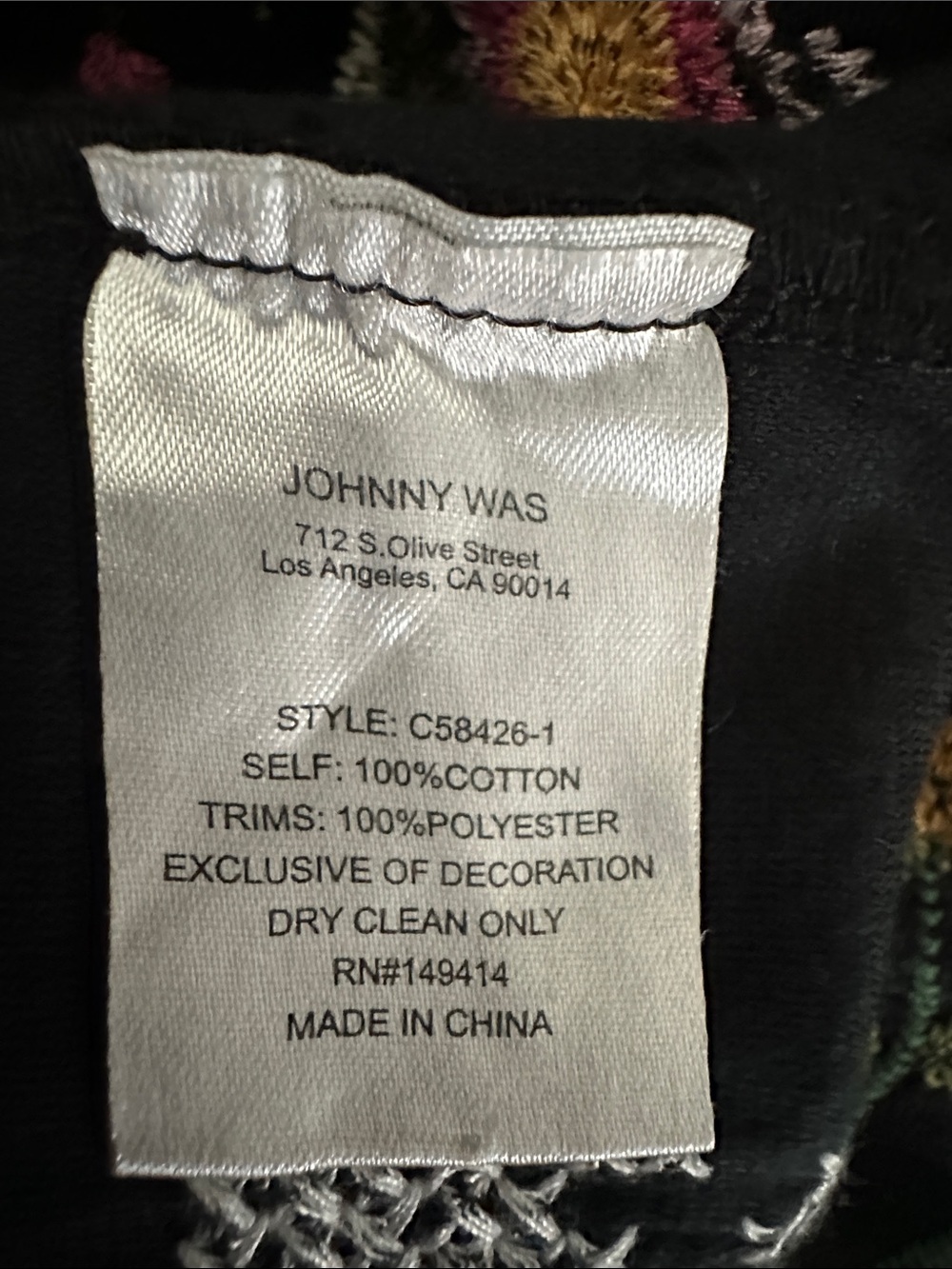 Johnny Was BIYA Black Cotton Embroidered Lilla Hoodie Duster Sweater sz Med NEW - Picture 14 of 14